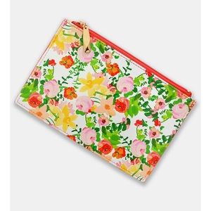 Floral Clutch or makeup Accessory Case Peach Gold